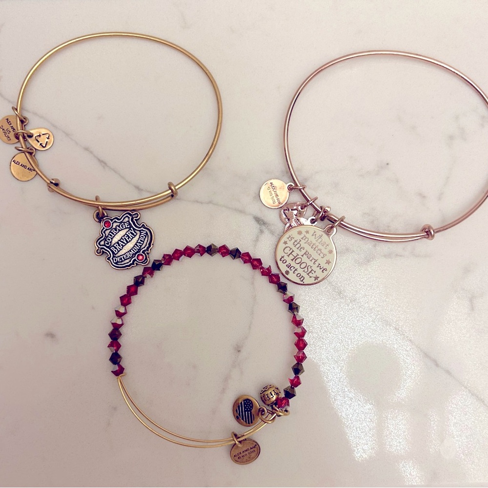 Alex and Ani Harry Potter Hogwarts Gryffindor Slider Charm Bangle Set
